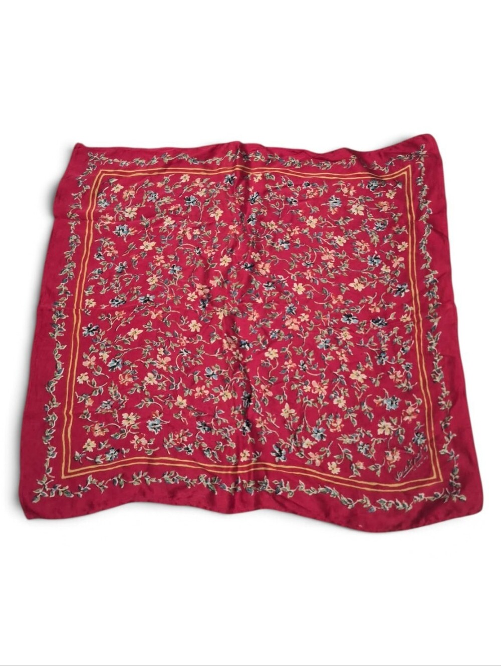 Red Ditsy Meadow Bloom Print Square Scarf 20""